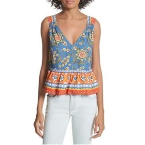 JOIE Chinaru Floral Peplum Cotton Top